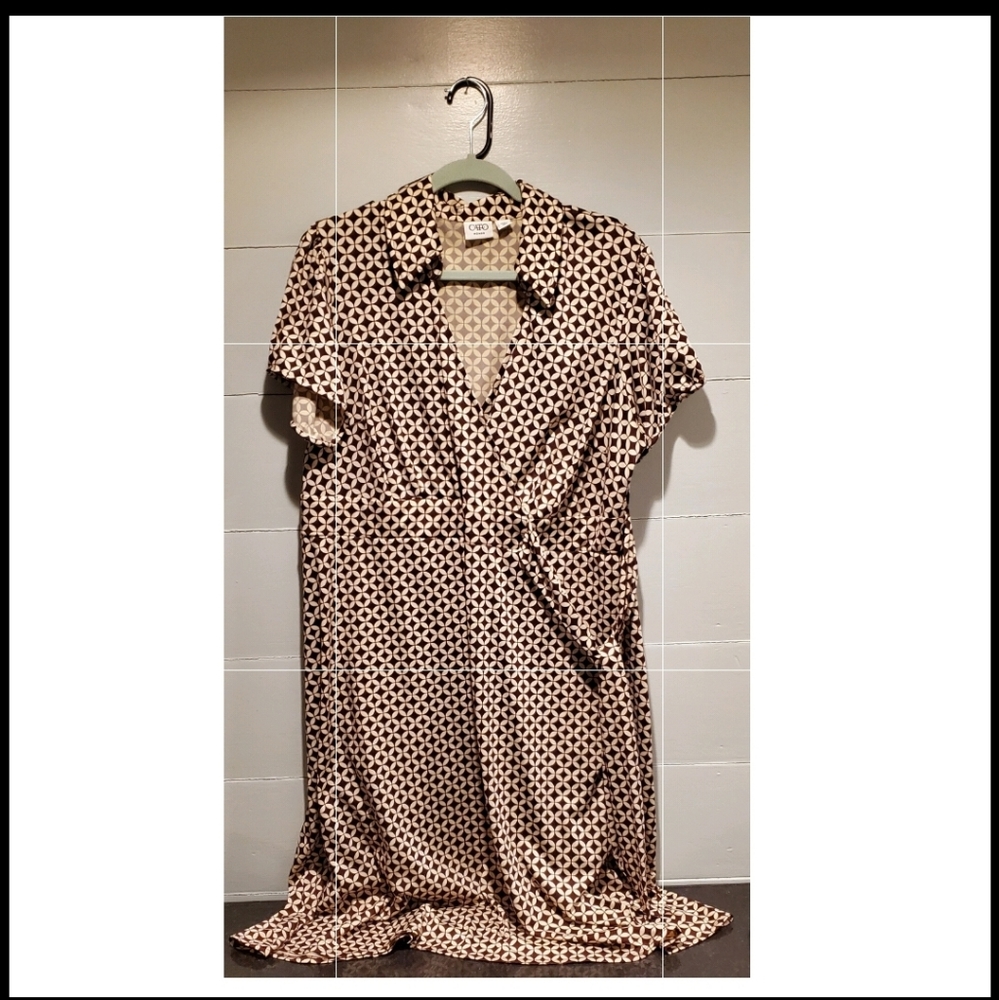 Cato Plus Size Women's Faux Wrap V Neck Dress